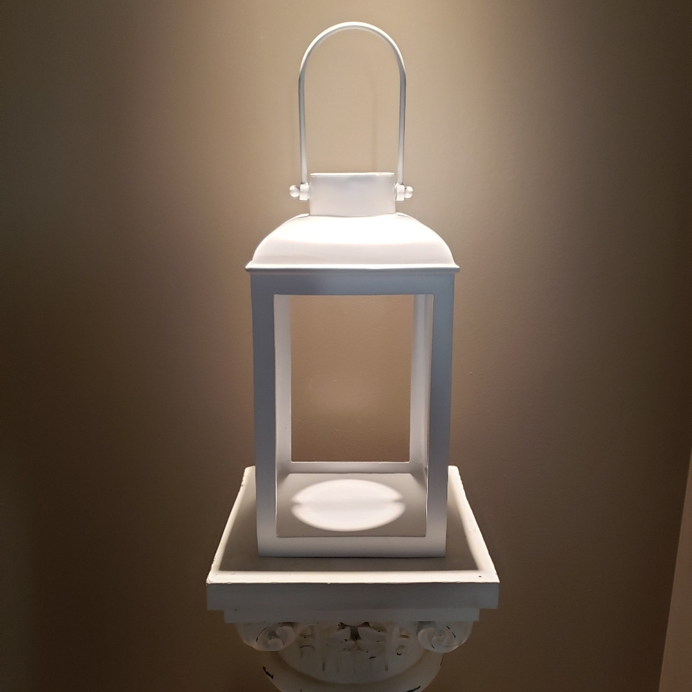 Pottery Barn White Metal Lantern